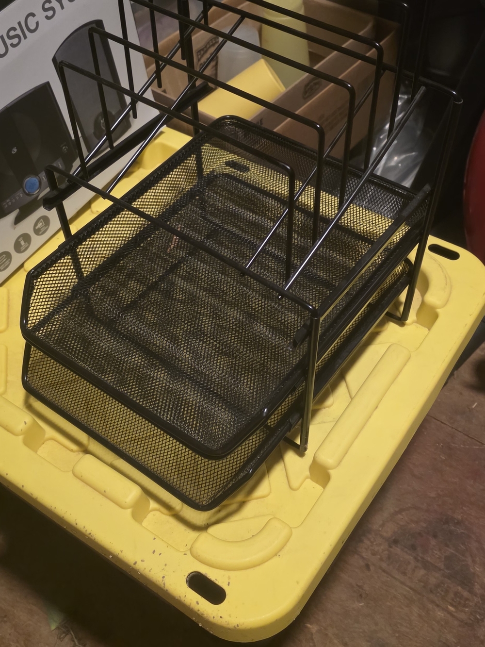 Black Mesh Desk Organizer with Tiered File Slots